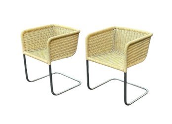Pair Of Vintage MCM 1970's William Dinkel Bauhaus D44 Cantilever Armchairs From Tecta
