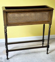 French Provenacial Style Wicker And Wood Planter Stand