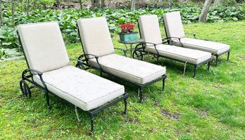 Set Of 4 Amalfi Cast Aluminum Outdoor Chaise Lounges - With Cushions ($4800 Cost)