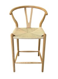 Wishbone Counter Stool - Natural Wood & Cord