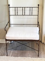 Wrought Iron Arm Chair With Upholstered Cushion