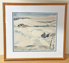 Christine York Original Watercolor Painting - Winter Landscape