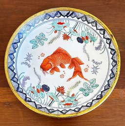 Vintage YT Hong Kong Decorated Japanese Porcelain Plate - Koi Fish