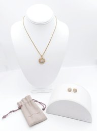 David Yurman 18K Yellow Gold And Diamond Starburst Necklace / Earring Set