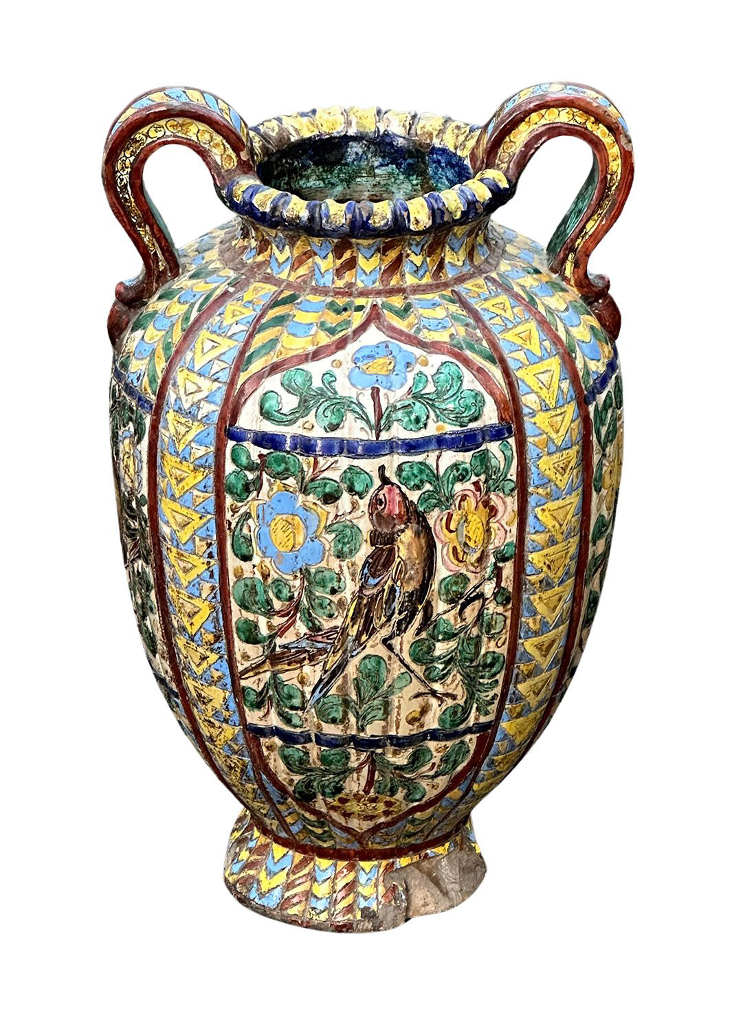 Vintage Mid Century Hand Painted Italian Double-Handled Terracotta Vase ...