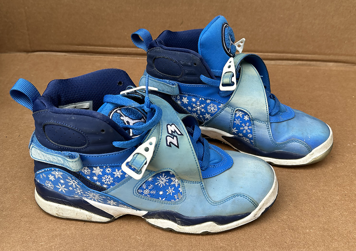 Pair Of Nike Air Jordan Retro Snow Blizzard Youth Sneakers