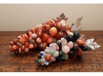 2 Different Vintage Polished Agate Stone Grape Clusters - Large 10' & 12' Long