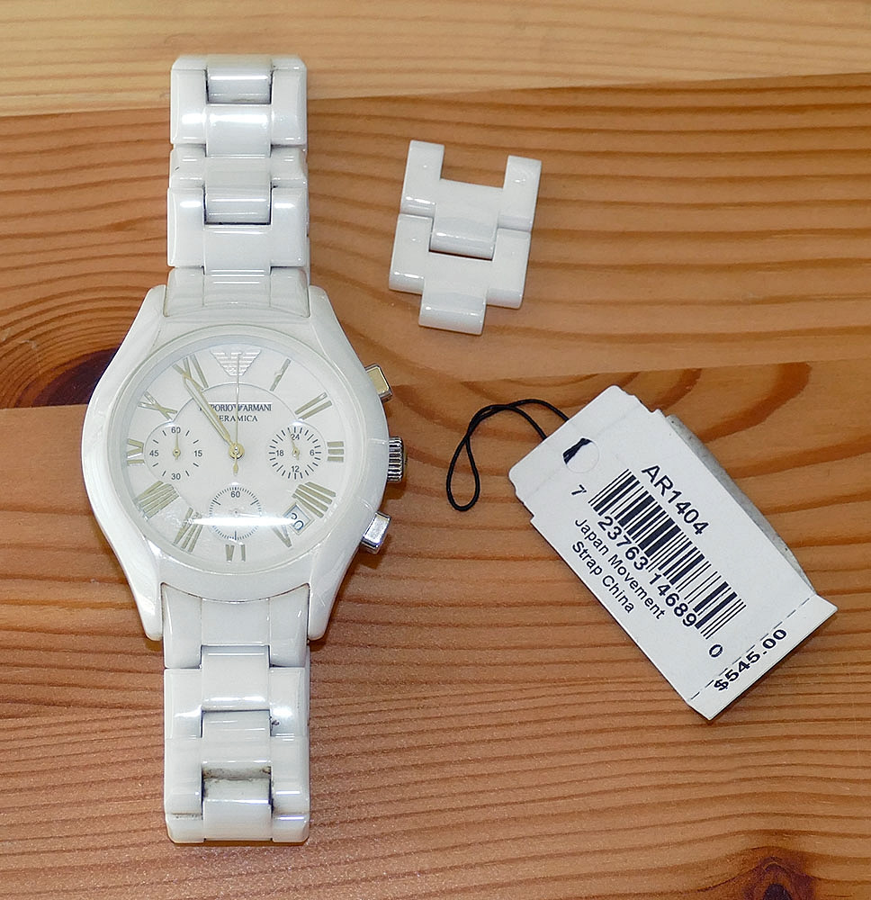 Emporio Armani Women's AR1404 Ceramic White Ceramic Dial Watch