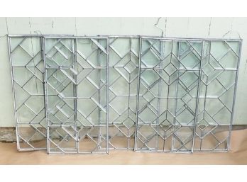Set Of 5 Leaded Beveled Glass Panels