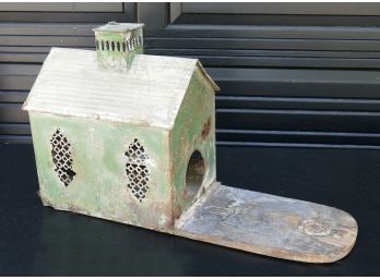 Antique Folk Art Tin & Wood Birdhouse