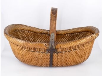 Antique Chinese Woven Willow Grain Basket