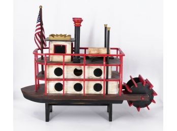 Walt Buttrick Folk Art Birdhouse 'Mississippi Birding' - Paddle Boat Design