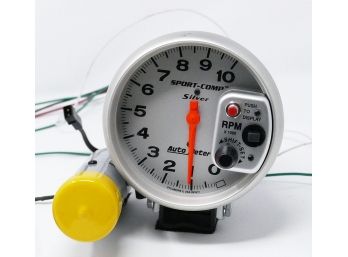 Auto Meter Sport-Comp Silver Shift-Lite 5' Tachometer & 9117 Tach Adapter