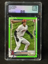 2021 Bowman Shohei Ohtani Neon Green Short Print - Gem