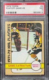 1972 TOPPS PLAYOFF GAME DEREK SANDERSON &  GARY CHEEVERS - NM