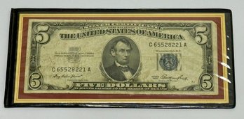 1953 Blue Seal $5 Silver Certificate Bill Note Currency