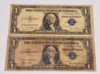 (2) 1935 D&A $1 Silver Certificate One Dollar Banknote Currency Tender