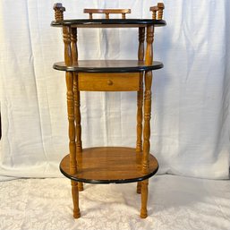 Vintage 3-tier Wood Phone Table And Plant Stand