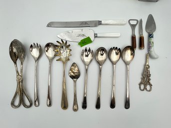 Vintage Collection Of Silverplated & Stainless Serving Utensils
