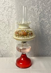 Vintage Oil Lamp With Quoizel Shade