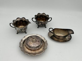 Collection Of Vintage Silver Plated Serving Pieces