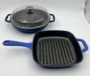 Blue Enamel Coated Cast Iron Pans