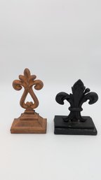 Two Flor De Lis Cast Iron Door Stop Or Bookends