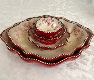 TEMP-TATIONS Red Floral Lace Serving Dishes