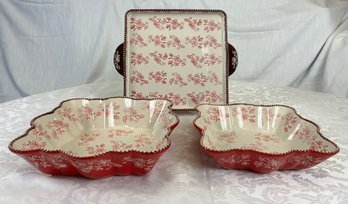 TEMP-TATIONS Red Floral Lace Baking & Serving Collection