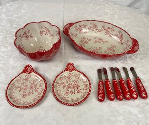 TEMP-TATIONS Red Floral Lace Serving Collection