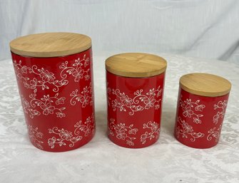 TEMP-TATIONS Red Floral Lace Collection Canisters