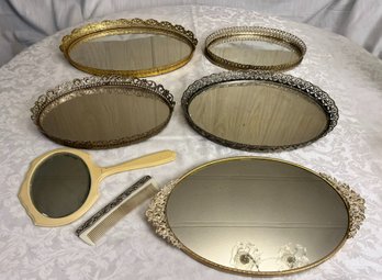 Vintage Mirrored Serving/vanity Trays