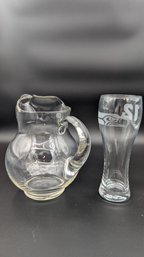 Clear Glass Pitcher And 12th Man Seahawk Glass