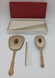 Vintage Gold Plated Mirror, Brush & Comb Vanity Set