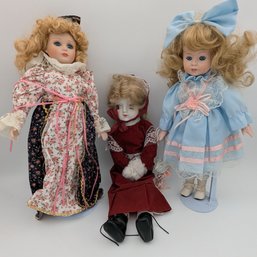 Three Vintage Porcelain Dolls