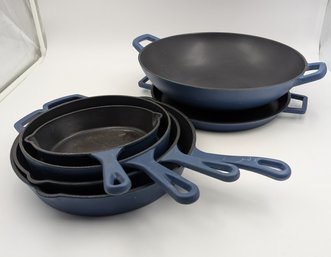 ZAKARIAN Blue Enamel Coated Cast Iron Pans