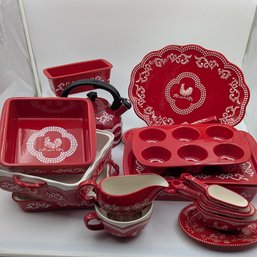TEMP-TATIONS Red & White 'Doodle-doo' Bakeware Collection