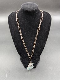 Aquamarine And Rock Crystal Pendant On A Sterling Silver Chain