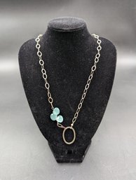 Aqua Chalcedony On Sterling Silver Chain