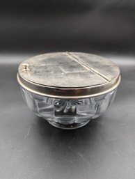 Vintage 1920's Soda Fountain Fruit Crush Bowl Featuring A Silver Split Lid And Flirted Glass