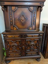 Jacobean Style Antique Carved Cabinet