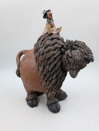 Rare Todd Warner Signed 1993 Bison Sculpture