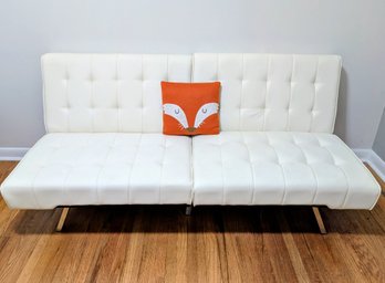 Dorel White Tufted Futon Sofa Bed