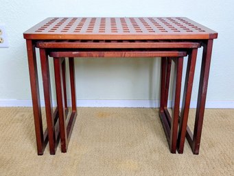 Wooden Slatted Nesting Tables