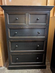 Distressed Black Wooden Chest Of Drawers