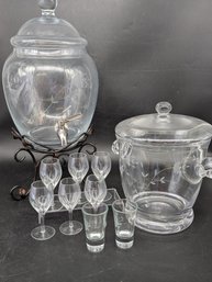 Etched Crystal Glassware Set