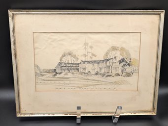 Vintage Architectural Pen And Ink Perspective Drawing