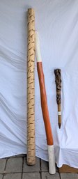 Hand-Carved Wooden Staffs And Pipe