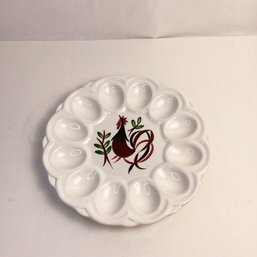 Vintage Ceramic Deviled Egg Dish, Allegheny Ware, Rooster
