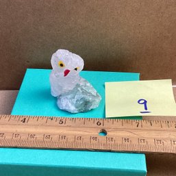 LOT 9, Rocks/crystals, Owl Carving, Rose Quartz On Fluorite